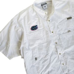 Columbia PFG L Large Shirt Gators Florida White Sh